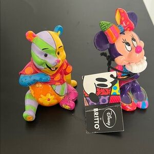 Britto Disney Colorful Winnie the Pooh and Minnie Mouse Figurines